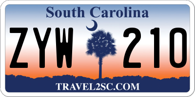 SC license plate ZYW210