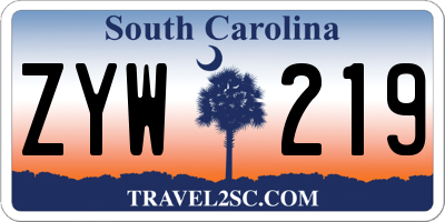 SC license plate ZYW219
