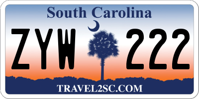 SC license plate ZYW222