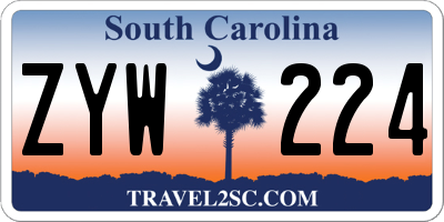 SC license plate ZYW224