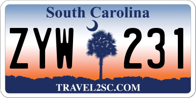 SC license plate ZYW231