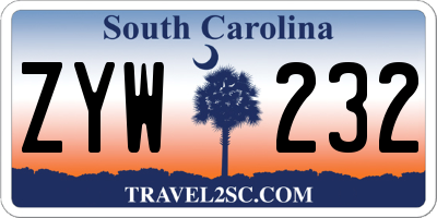 SC license plate ZYW232