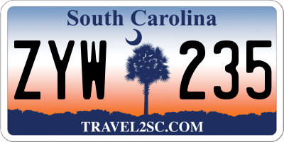 SC license plate ZYW235