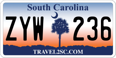 SC license plate ZYW236