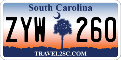 SC license plate ZYW260