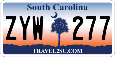 SC license plate ZYW277
