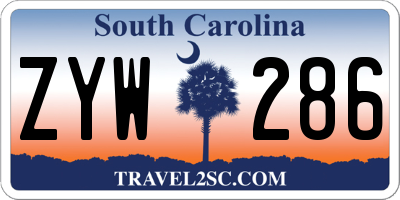 SC license plate ZYW286