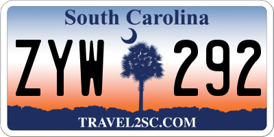 SC license plate ZYW292