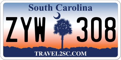 SC license plate ZYW308