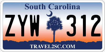 SC license plate ZYW312