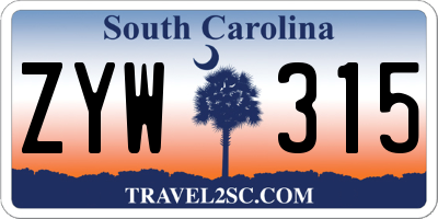 SC license plate ZYW315