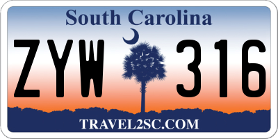 SC license plate ZYW316