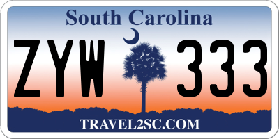 SC license plate ZYW333