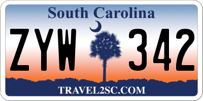 SC license plate ZYW342