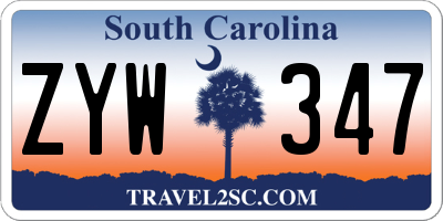 SC license plate ZYW347