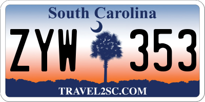 SC license plate ZYW353