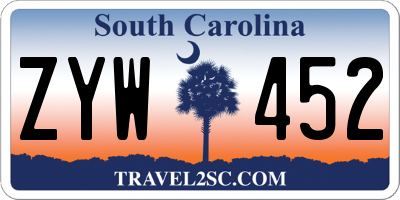 SC license plate ZYW452