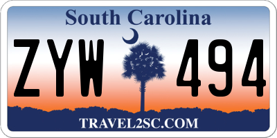 SC license plate ZYW494