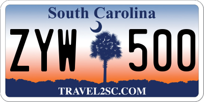 SC license plate ZYW500