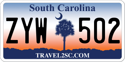 SC license plate ZYW502