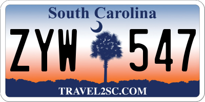 SC license plate ZYW547