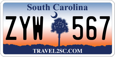 SC license plate ZYW567