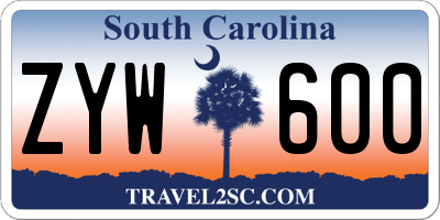 SC license plate ZYW600