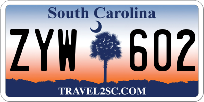 SC license plate ZYW602