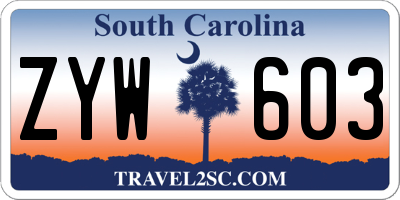 SC license plate ZYW603