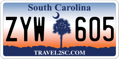 SC license plate ZYW605
