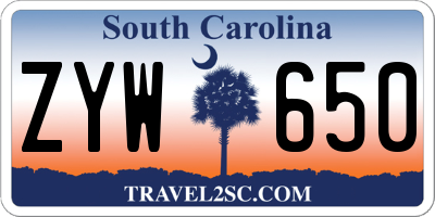 SC license plate ZYW650