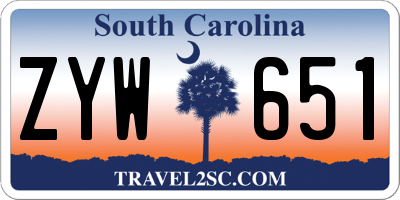 SC license plate ZYW651