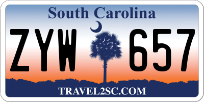 SC license plate ZYW657
