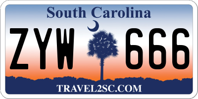 SC license plate ZYW666