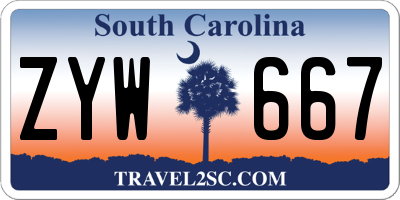 SC license plate ZYW667