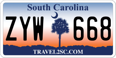SC license plate ZYW668