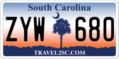 SC license plate ZYW680