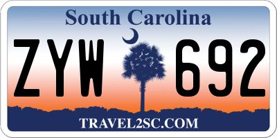 SC license plate ZYW692