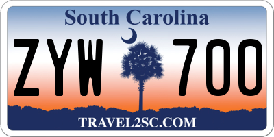 SC license plate ZYW700