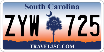 SC license plate ZYW725