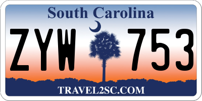 SC license plate ZYW753
