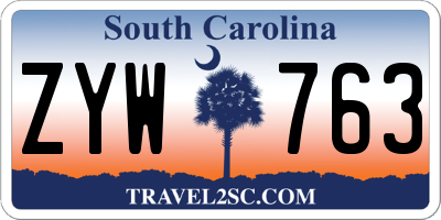 SC license plate ZYW763