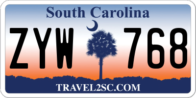 SC license plate ZYW768