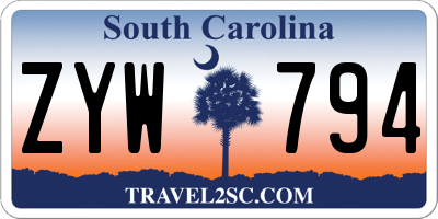 SC license plate ZYW794