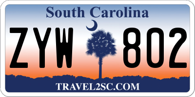 SC license plate ZYW802