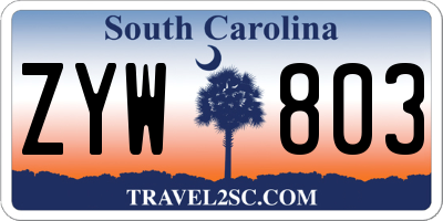 SC license plate ZYW803