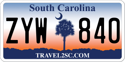 SC license plate ZYW840