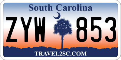 SC license plate ZYW853