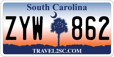 SC license plate ZYW862