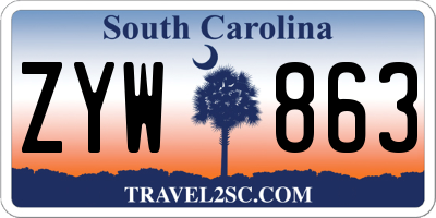 SC license plate ZYW863